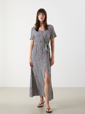 Lc Waikiki Yeni Sezon Kruvaze Yaka Çiçekli Elbise