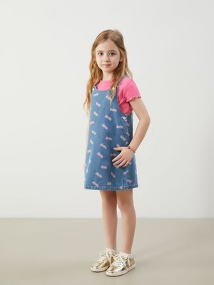 Lc Waikiki Yeni Sezon Barbie Baskılı Kız Çocuk Jean Elbise