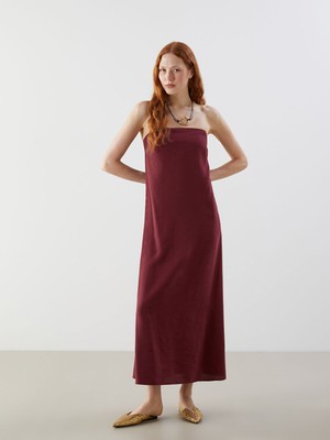 Lc Waikiki Yeni Sezon Straplez Yaka Modal Karışımlı Elbise