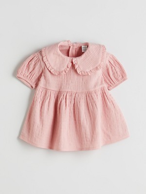 Lc Waikiki Yeni Sezon Bebe Yaka Kolu Lastikli Kız Bebek Elbise