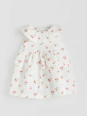 Lc Waikiki Yeni Sezon Bebe Yaka Kiraz Baskılı Kız Bebek Elbise