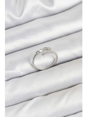 Ayder Timya Pirinç Gümüş Renk Kalpli Detaylı Zirkon Taşlı Kadın Yüzük - TJ-BYK3841 TG/Tmya1395 225606