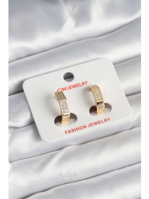 Ayder Timya Pirinç Gold Renk Zirkon Taşlı Altıgen Kadın Küpe - TJ-BKP11245 TG/Tmya1395 225683