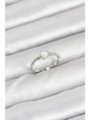 Ayder Timya Pirinç Gümüş Renk Kalpli Model Kadın Yüzük - TJ-BYK3875 TG/Tmya1395 225640