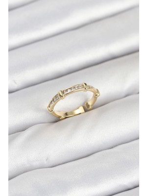 Ayder Timya Pirinç Gold Renk Kemik Model Zirkon Taşlı Kadın Yüzük - TJ-BYK3888 TG/Tmya1395 225653