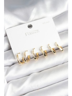 Ayder Timya Gold Renk Pirinç Kare Halka Model 925 Ayar Gümüş Çivili Kadın Küpe Seti - TJ-BKP11266 TG/Tmya1395 225829