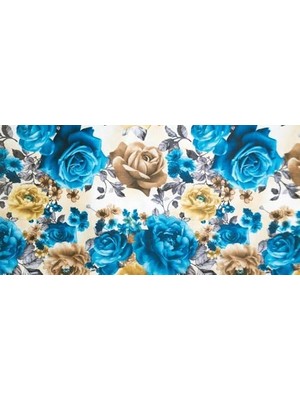 Loom & Laurel Baskılı Yıkanabilir Masa Örtüsü Mutfak Bahçe Piknik Masa Örtüsü Mavi Ağırlıklı Çiçek Desenli (140X200)