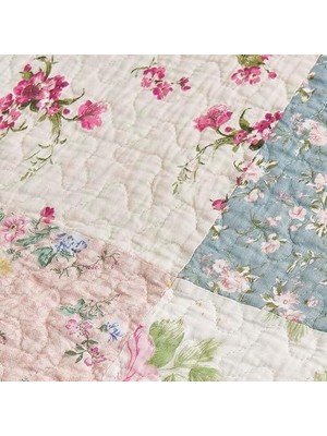 Abbi 5 Parça Bahçe Çiçekli YIKANMIŞ%100 Pamuk Ters Çevrilebilir Yama Işi Yorgan Seti (Daybed Boyutu)