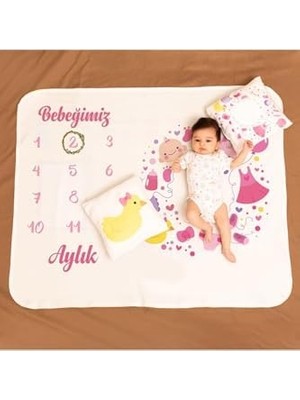 Yeni Doğan Kız Bebek Doğum Hediyesi Aylık Konsept Fotoğraf Battaniyesi