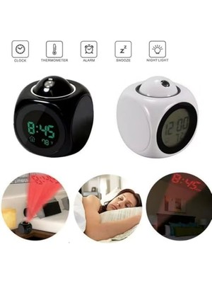 Masa Saati LED Projeksiyon Dijital Çalar Saat, Sesli Anons Fonksiyonu, Sıcaklık Göstergeli, Duvar ve Tavan Projeksiyonu, 10 Dakikalık Erteleme, USB Veya Pil ile Çalışma, Yatak Odası ve Ofis Için