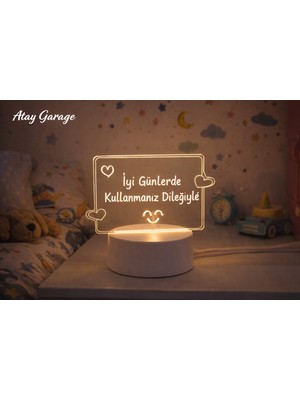 Atay Garage Kalpli LED Gece Lambası – USB’li Dekoratif Masa Lambası – Minimal Tasarım Yazılıp Silinen Ekran