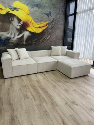 Erduran Mobilya Angelo 4 Modül Fitilli Kadife Köşe Koltuk Takımı