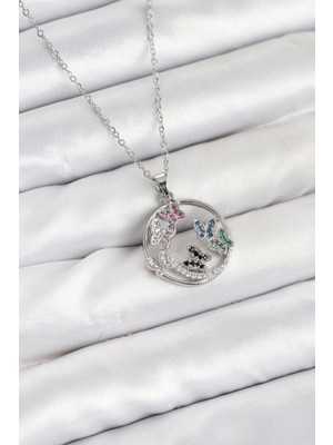 Ayder Timya 316L Çelik Zincir Gümüş Renk Zirkon Taşlı Kelebekli Kadın Kolye - TJ-BKO10608 TG/Tmya1395 226073