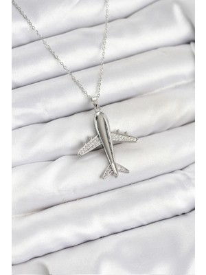 Ayder Timya 316L Çelik Zincir Gümüş Renk Uçak Model Kadın Kolye - TJ-BKO10616 TG/Tmya1395 226081
