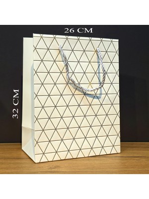 Ayder Timya Büyük Boy Beyaz Desenli Hediye Çantası TG/TMYA1395 226009