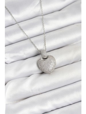 Ayder Timya 316L Çelik Zincir Gümüş Renk Zirkon Taşlı Kalpli Kadın Kolye - TJ-BKO10606 TG/Tmya1395 226071