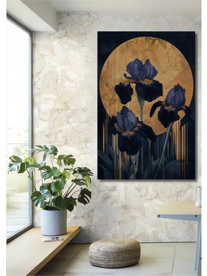 Petmudo AVM Büyülü Irisler Yağlı Boya Görünümlü Dekoratif Ahşap Ev,antre,salon,ofis,mutfak,yatak Odası Tablo