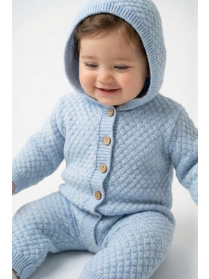 Trikomer Triko Kapuşonlu Petek Desenli Soft Bebek Tulumu