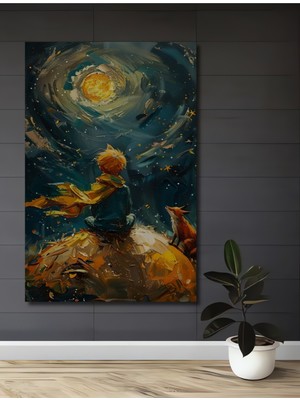 Petmudo AVM Küçük Prens ve Tilki Yağlı Boya Görünümlü Ahşap Dekoratif Ev,antre,salon,ofis,mutfak Tablo