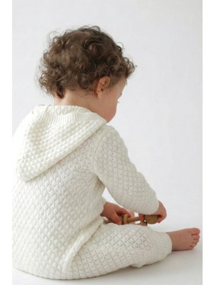 Trikomer Triko Kapuşonlu Petek Desenli Soft Bebek Tulumu