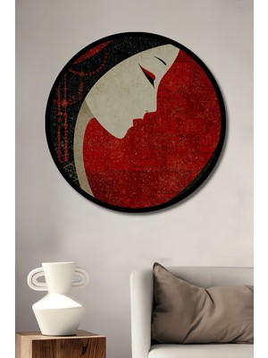 Petmudo AVM Japon Geisha Sanat Baskı Ahşap Tablo Yuvarlak Duvar Tablosu Çerçeve Görünümlü