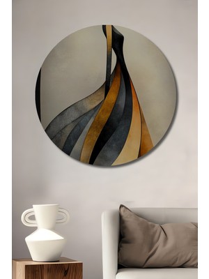 Petmudo AVM Modern Kadın Silüet Ahşap Dekoratif Tablo Yuvarlak Duvar Tablosu