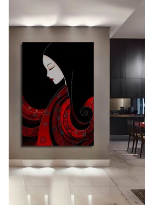 Petmudo AVM Zarif Japon Kadını Yağlı Boya Görünümlü Ahşap Ev,antre,salon,ofis,mutfak,yatak Odası Tablo