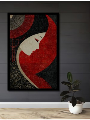 Petmudo AVM Japon Geisha Sanat Baskı Ahşap Ev,antre,salon,ofis,mutfak,yatak Odası Tablo Çerçeve Görünümlü