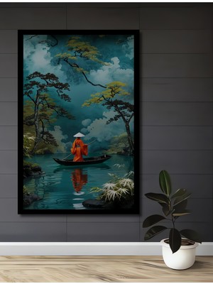 Petmudo AVM Sulu Boya Görünümlü Doğu Felsefesi Ev,antre,salon,ofis,mutfak,yatak Odası Tablo  Çerçeve Görünümlü