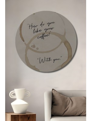 Petmudo AVM Kahve Lekesi Suluboya Görünümlü Ahşap Tablo Yuvarlak Duvar Tablosu