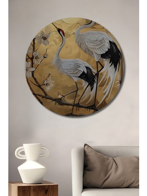 Petmudo AVM Aslan ve Zürafa Soyut Sanat Yağlı Boya Görünümlü Dekoratif Ahşap Tablo Yuvarlak Duvar Tablosu