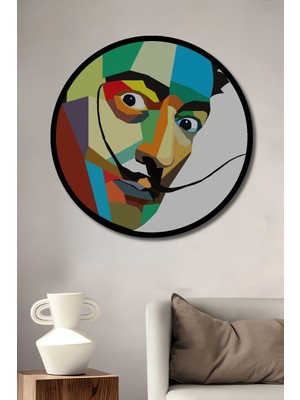 Petmudo AVM Salvador Dali Pop Art Modern Soyut Sanat Ahşap Tablo Yuvarlak Duvar Tablosu Çerçeve Görünümlü