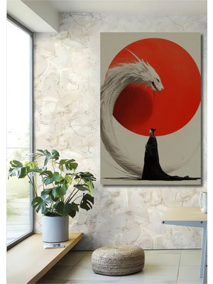 Petmudo AVM Muhteşem Ejderha ve Gönül Sanatı Yağlı Boya Görünümlü Ahşap Ev,antre,salon,ofis,mutfak Tablo