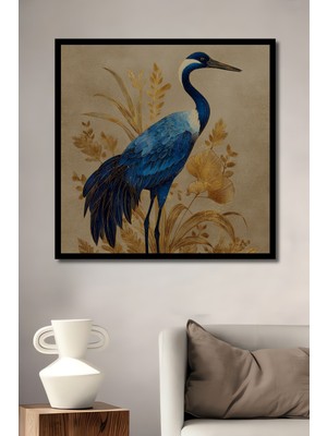 Petmudo AVM Büyüleyici Mavi Turna Kuşu Sulu Boya Görünümlü Sanat Ofis,mutfak,yatak Odası Tablo Çerçeve Görünümlü