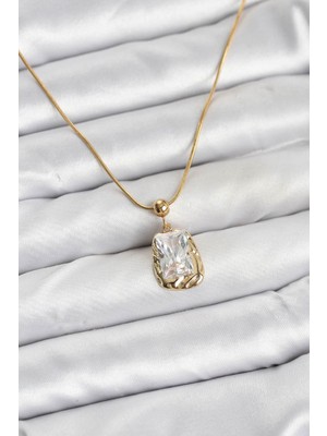 Ayder Timya 316L Çelik Zincir Gold Renk Zirkon Taşlı Kadın Kolye - TJ-BKO10633 TG/Tmya1395 226165