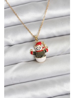 Ayder Timya 316L Çelik Zincir Gold Renk Kardan Adam Figürlü Yılbaşı Temalı Kadın Kolye - TJ-BKO10712 TG/Tmya1395 226271