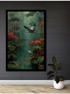 Petmudo AVM Sakin Orman Turnası Sulu Boya Görünümlü Ahşap Ev,antre,ofis,yatak Odası Tablo Çerçeve Görünümlü