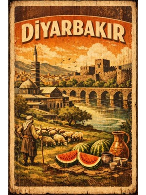 BiveSa Diyarbakır Retro Ahşap Poster