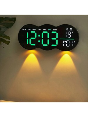 Etashop Uzaktan Kumandalı Bulut LED Duvar Saati Ortam Işıklı Büyük Dijital Ekran Çift Alarm Sıcaklık Tarih Göstergeli Geri Sayım Sayaçlı