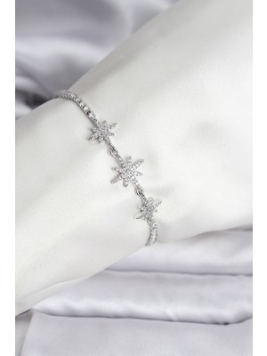 Ayder Timya Kutup Yıldızı Model Zirkon Taşlı Gümüş Renk Su Yolu Kadın Bileklik - TJ-BB8107 TG/Tmya1395 226457
