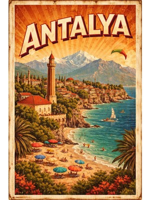 BiveSa Antalya Retro Ahşap Sokak Tabelası