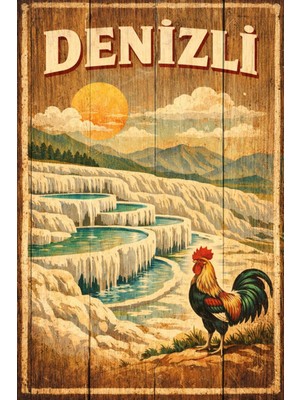 BiveSa Denizli Retro Ahşap Poster