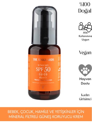 Novera The Uniguards Güneş Kremi 50 Spf, Bebekler, Hamileler, Hassas ve Tüm Ciltler, %100 Mineral Filtreli Doğal 50 ml