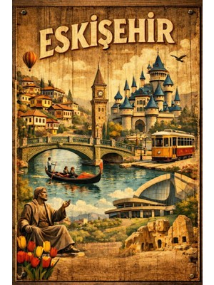 BiveSa Eskişehir Retro Ahşap Poster