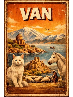 BiveSa Van Ili Retro Ahşap Poster