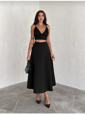 Pucka Scuba Kumaş Kloş Etek