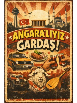 BiveSa Angara'lıyız Gardaş Retro Ahşap Poster