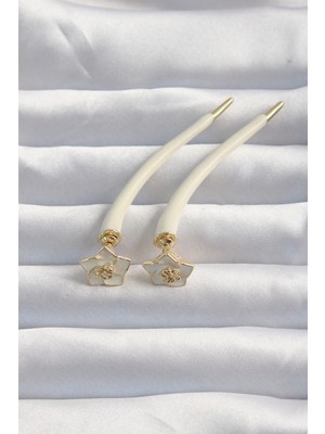 S'82 Pirinç Krem Renk Botega Küpe