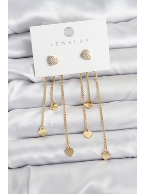 Ayder Timya Kalp Model Gold Renk Pirinç Sallantılı Kadın Küpe - TJ-BKP11471 TG/Tmya1395 226599