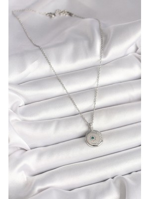 S'82 316L Çelik Gümüş Renk Zincir Madalyon Zirkon Taşlı Işlemeli Hilal Yıldız Model Kadın Kolye